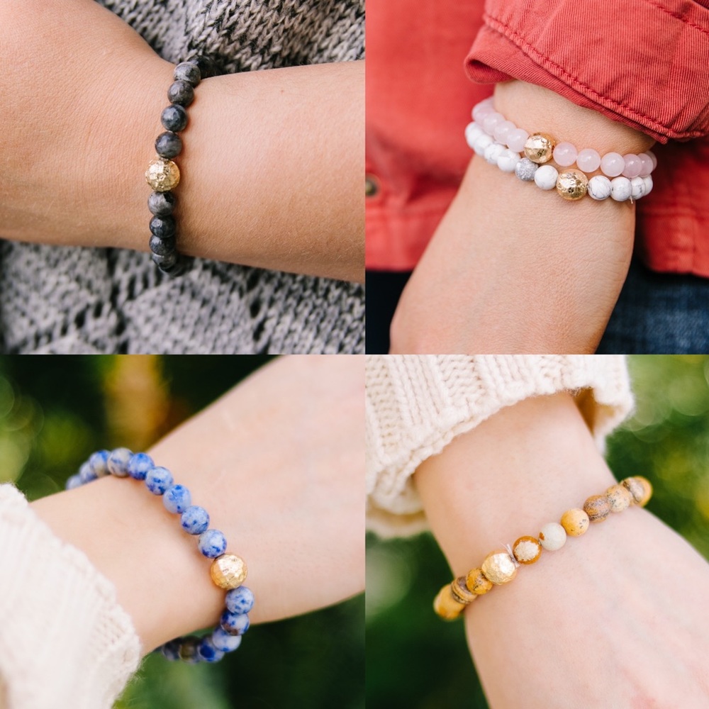 Touch Of Gold Stone Bracelet In Gray Granite - Picture 2 of 5